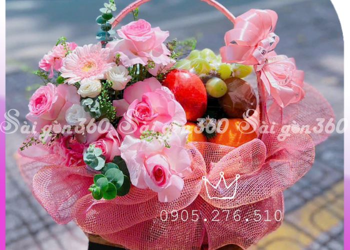 Giỏ hoa tươi và trái cây - Shop Sài Gòn 360